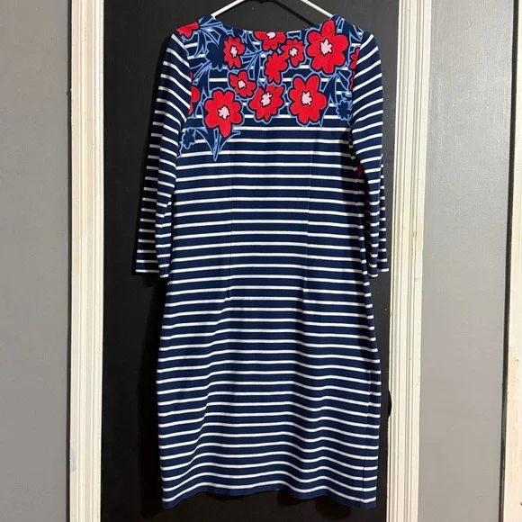 Talbots Striped Casual 3/4 Sleeve Stretch Floral Mini Dress Size: M - Picture 3 of 6